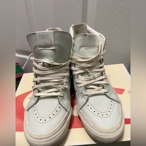 High-Top Sneakers in Cream and White